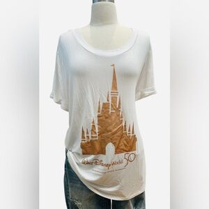 Walt Disney world 🌎 50 Women’s White and Gold Castle Tee